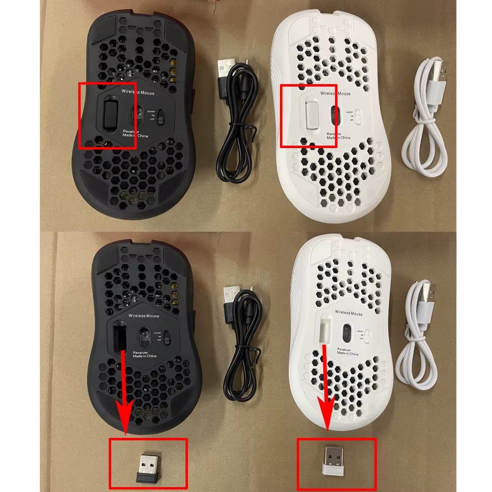 2.4G Wireless Mouse with RGB Backlit 6-Button 3-Speed DPI Type C Rechargeable Ergonomic Honeycomb Design Gaming Mouse - bys-store-3044800-396219