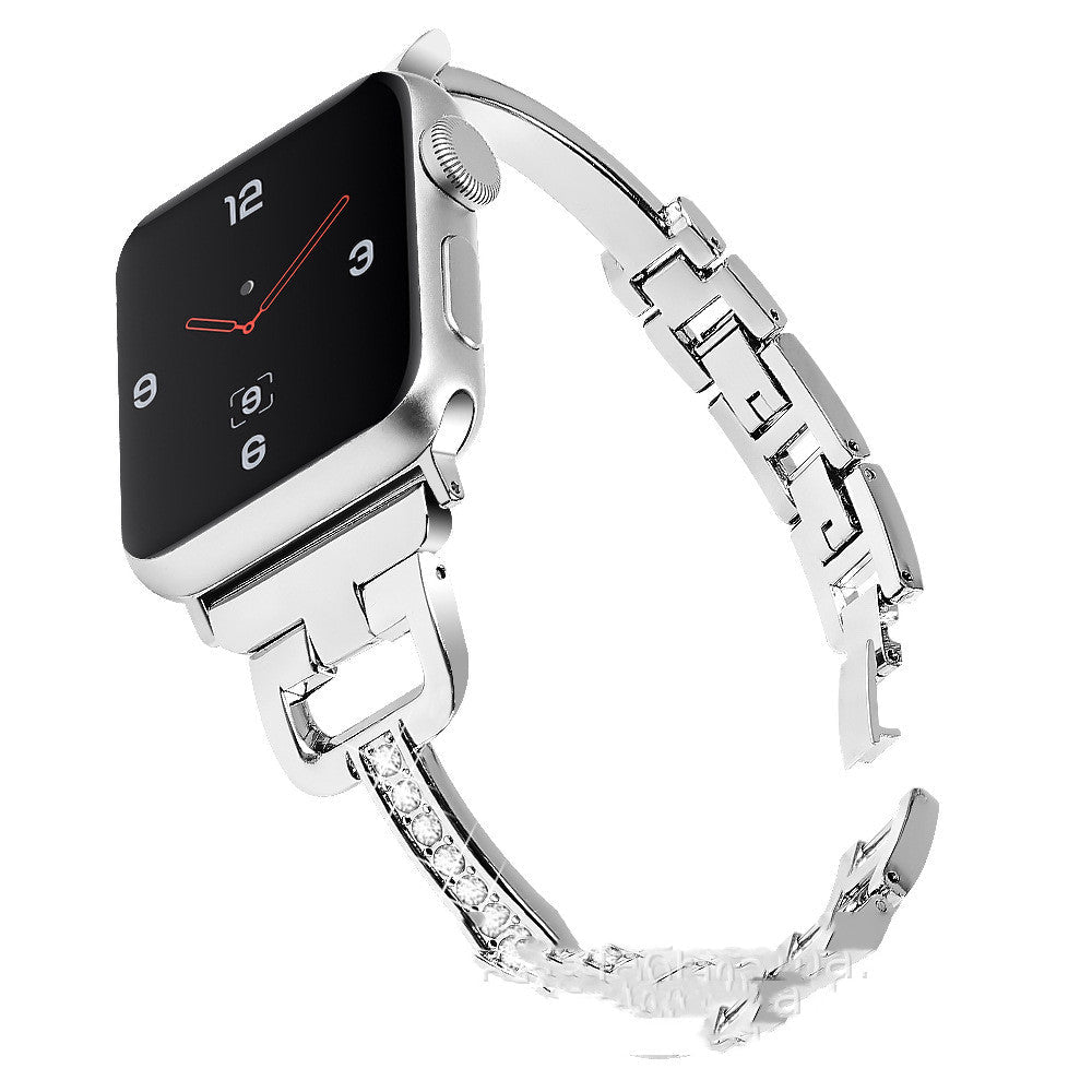 Compatible with Apple, Compatible with Apple , IWatch Smart Watch 12345 D-shaped Metal Diamond Strap - bys-store-3044800-396219